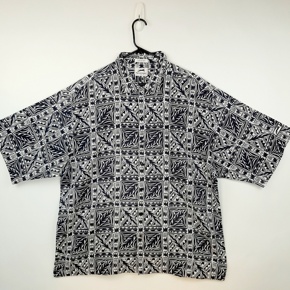 Slazenger Men's Tribal Hawaiian Button-Down Linen Blend Shirt Size XXL Resort
